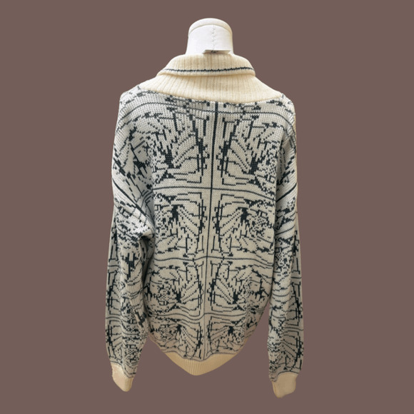 J.J. Cochran Cardigan | Cream Black Knit | Size M | Vintage - Picture 2 of 4